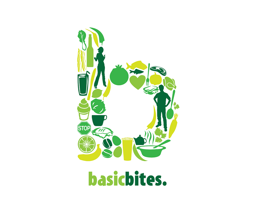 Basic Bites logo and brand logo design Basic Bites on white