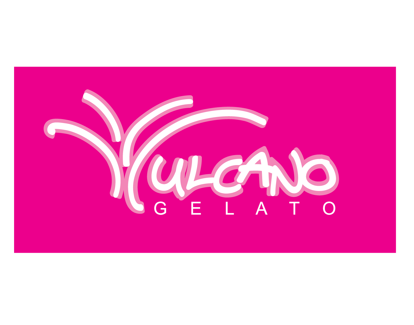 Vulcano Gelato company logo on pink Logo design for Vulcano Gelato